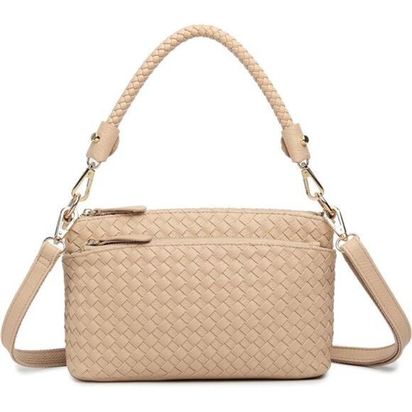 Vegan Leather Tote Bag With Adjustable Strap Khaki - Picture 1 of 7